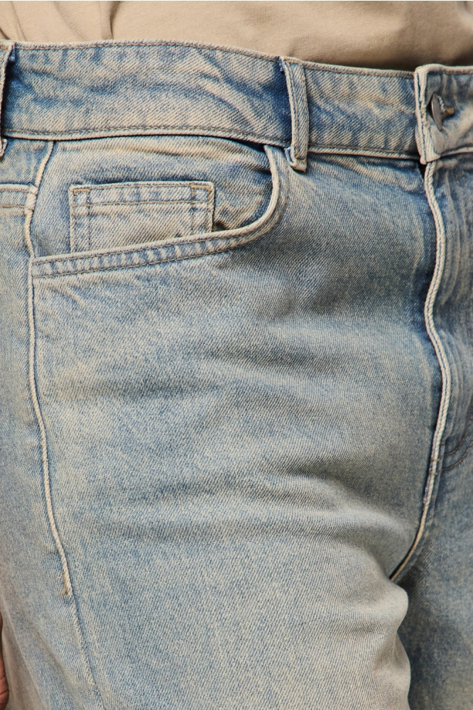 PCSELMA MW WIDE DENIM JEANS 17157434 Medium Blue Den/BROWN WASH